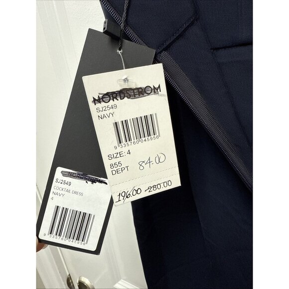 New Shona Joy Size US 4 Tulip Hem Midi Cocktail Slip Dress Sleeveless Navy Blue - Picture 8 of 11